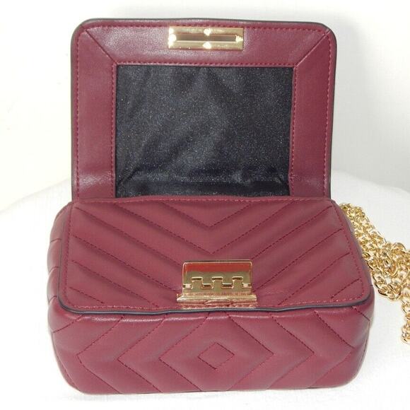ZAC POSEN SOFT EARTHETTE Pearl Lady Chevron Quilted Chain SHLDR Bag Cabernet NWT - Picture 8 of 11